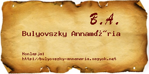 Bulyovszky Annamária névjegykártya